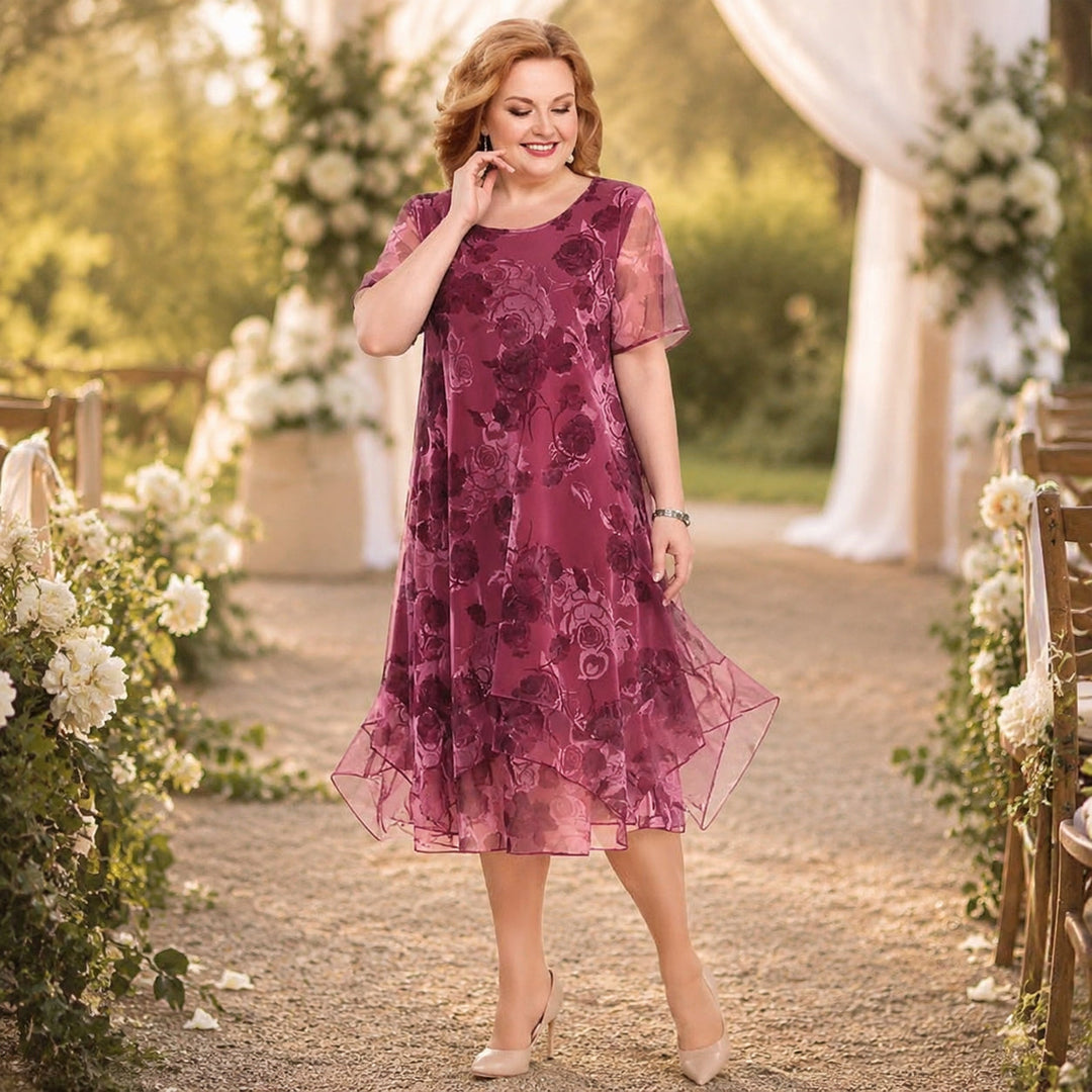 Layered Chiffon Floral Dress
