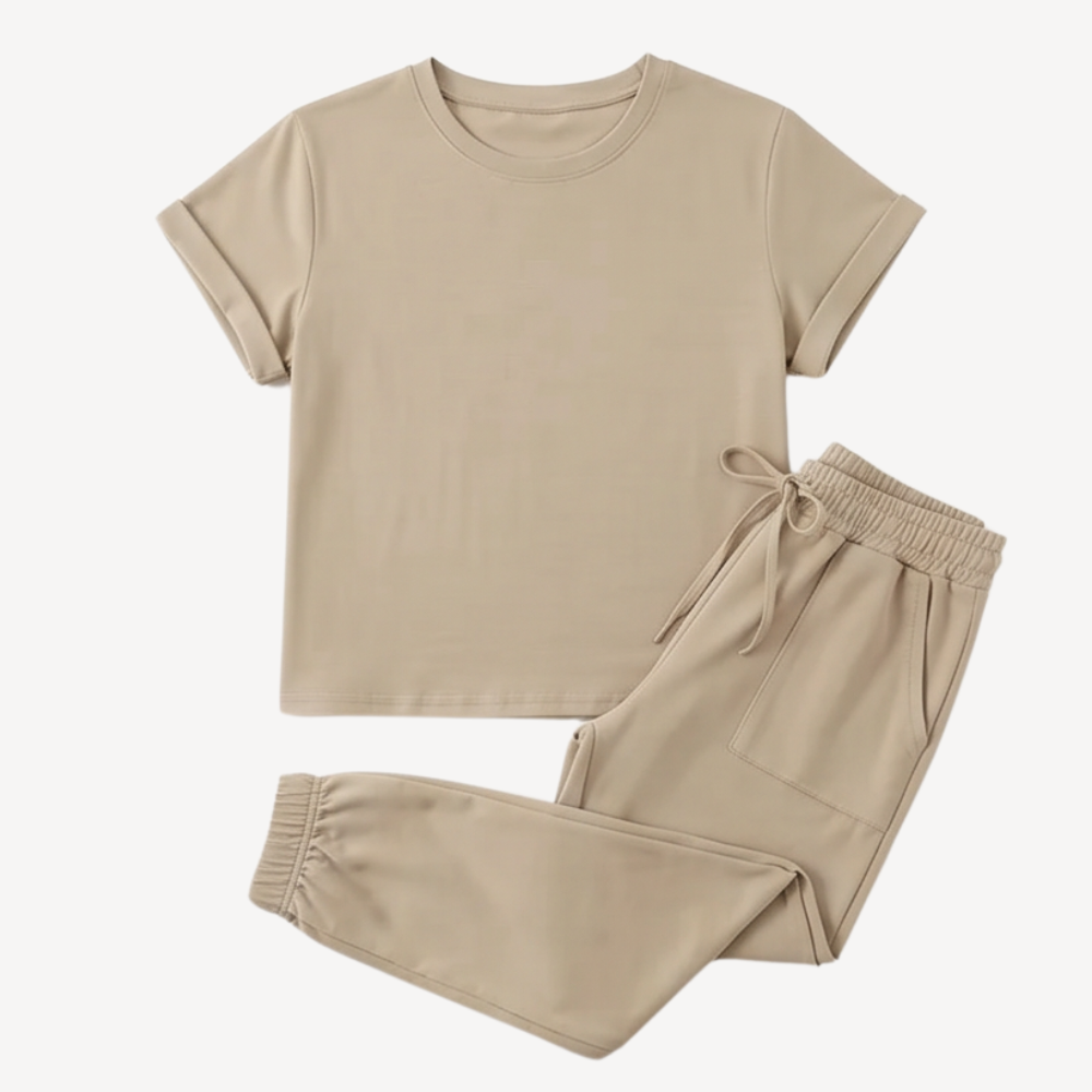 Matching Tee &amp; Jogger Set with Pockets — View 15 | Clova