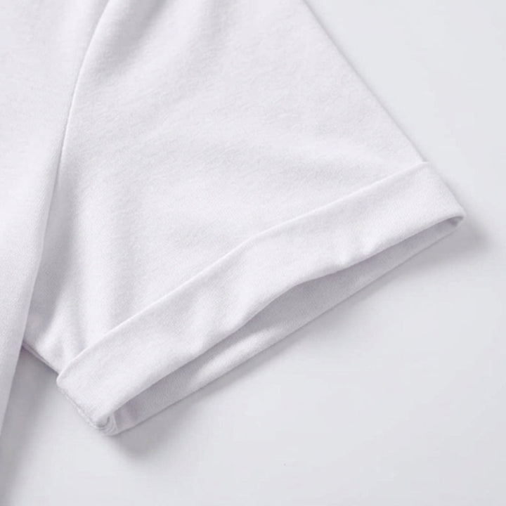 Soft V-Neck Tee with Rolled Cuffs