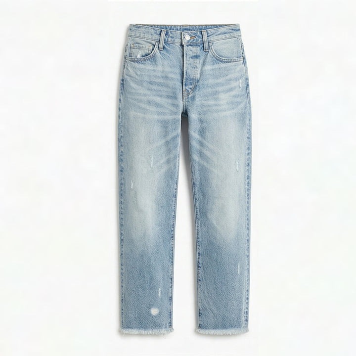 Retro Fringed Cropped Straight Leg Jeans