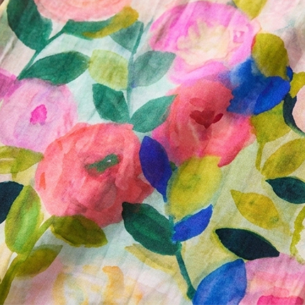 Painted Floral Plus-Size Midi Dress
