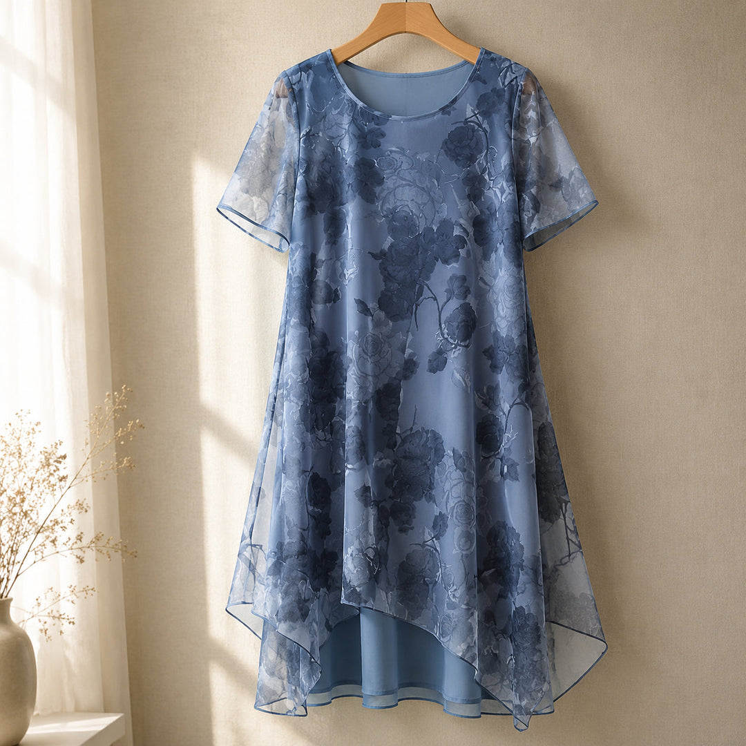 Layered Chiffon Floral Dress