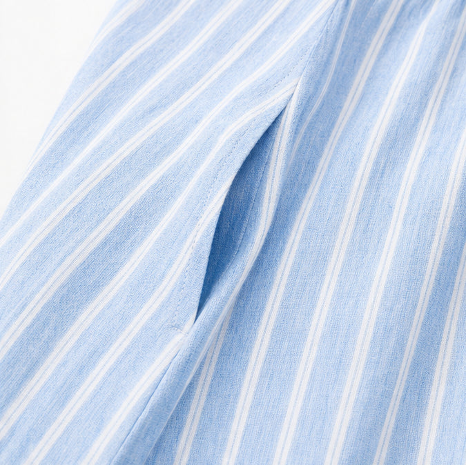Sleeveless Striped Midi Dress with Pockets, Breezy Drop-Waist Summer Dress for Women