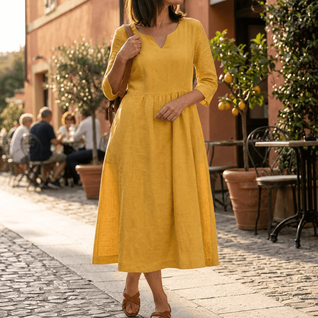 Relaxed V-Neck Midi Dress