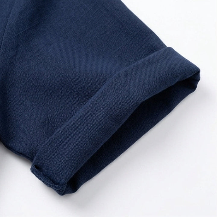 Breezy V Neck Blouse with Curved Hem