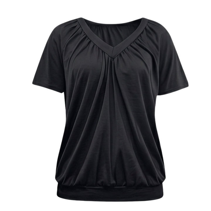 Pleated V Neck Blouson Top