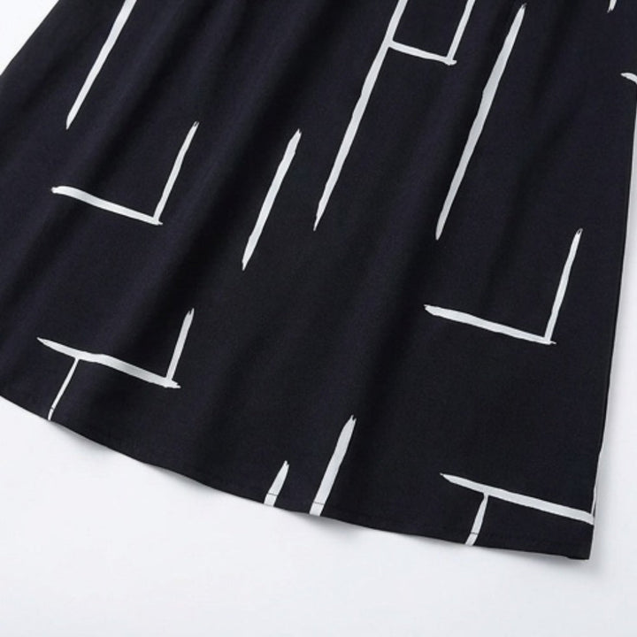 Pocketed Dolman Dress with Abstract Print