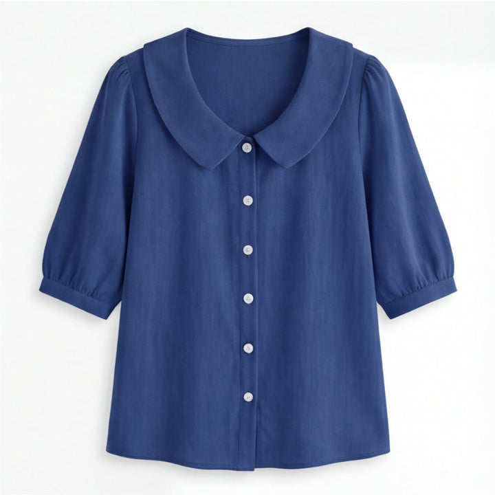 Retro Peter Pan Collar Button Up Blouse