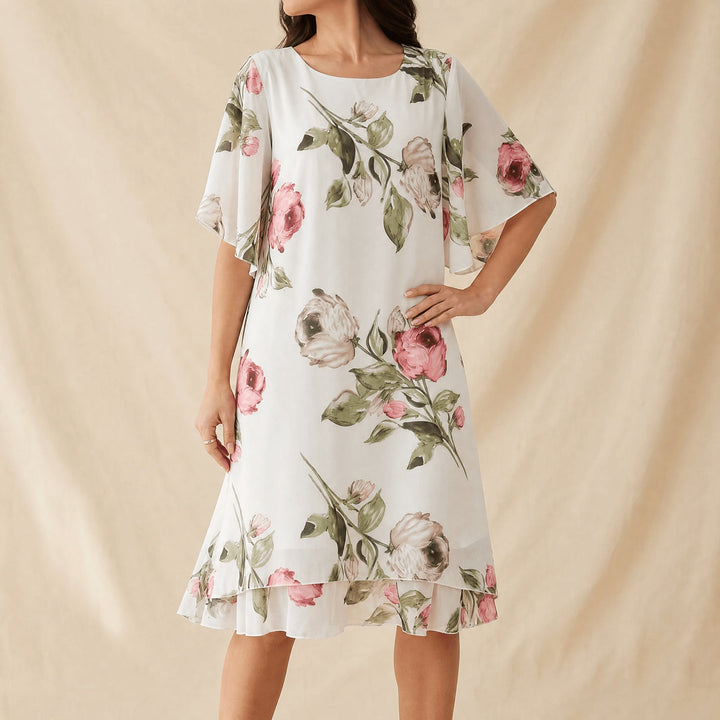 Floral Chiffon Midi Dress