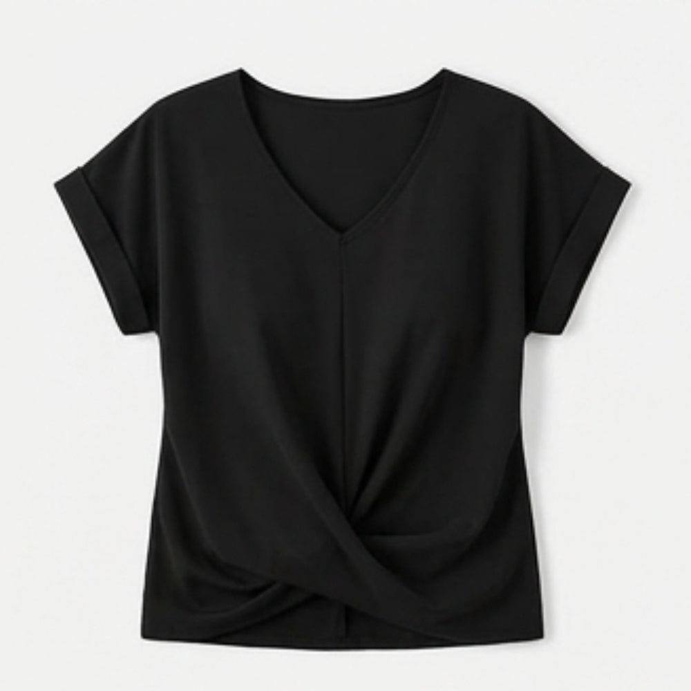 Twist-Knot V-Neck Top for Effortless Everyday Style