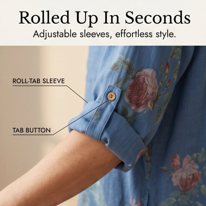 Floral Cotton Linen Shirt Dress