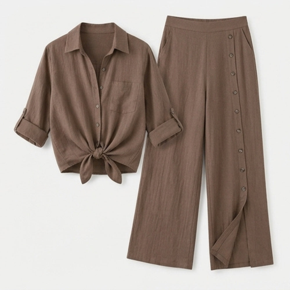Effortless Linen Blend Matching Set