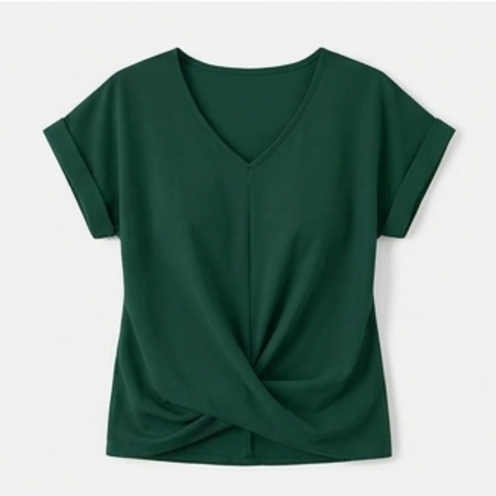 Twist-Knot V-Neck Top for Effortless Everyday Style