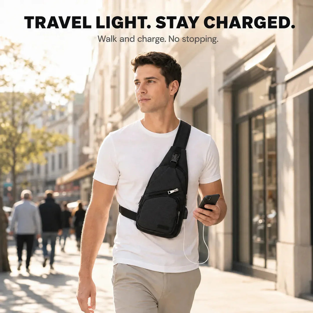 Crossbody Sling Bag with USB Charging Port