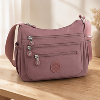 Lightweight Nylon Crossbody Bag with 6 Pockets