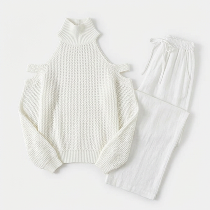 Cold-Shoulder Knit &amp; Wide-Leg Set — View 13 | Clova