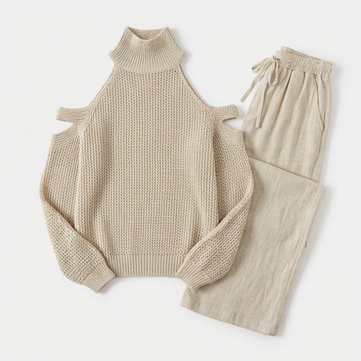 Cold-Shoulder Knit &amp; Wide-Leg Set — View 12 | Clova