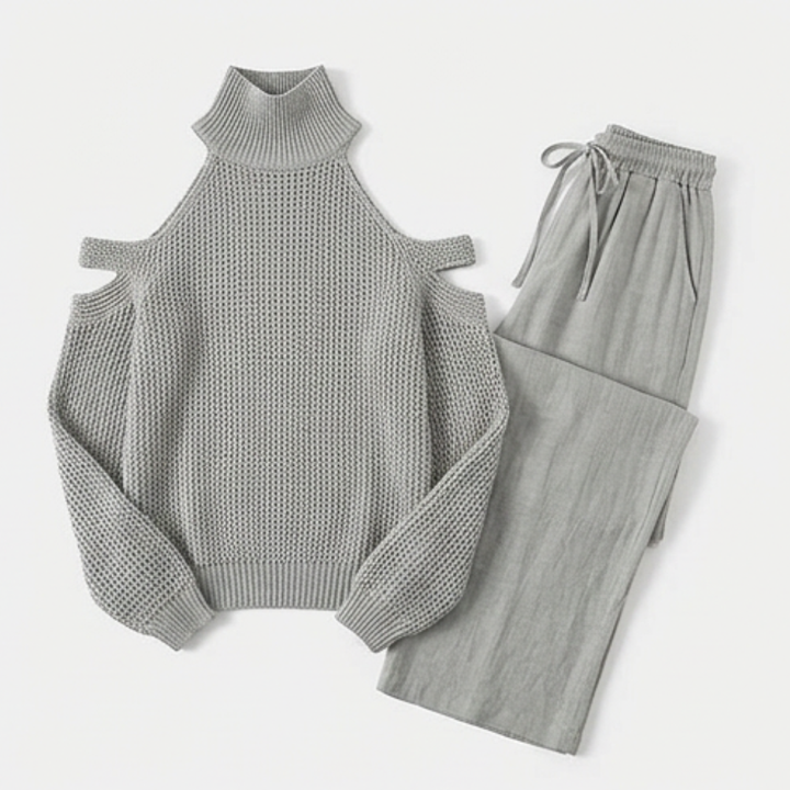 Cold-Shoulder Knit &amp; Wide-Leg Set — View 14 | Clova