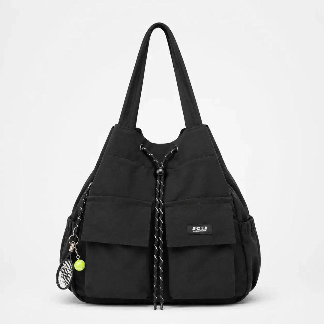 Convertible Drawstring Canvas Tote Backpack with Cargo Pockets