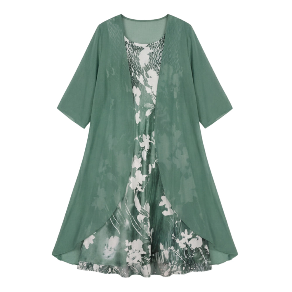 Floral Chiffon Two Piece Dress Set