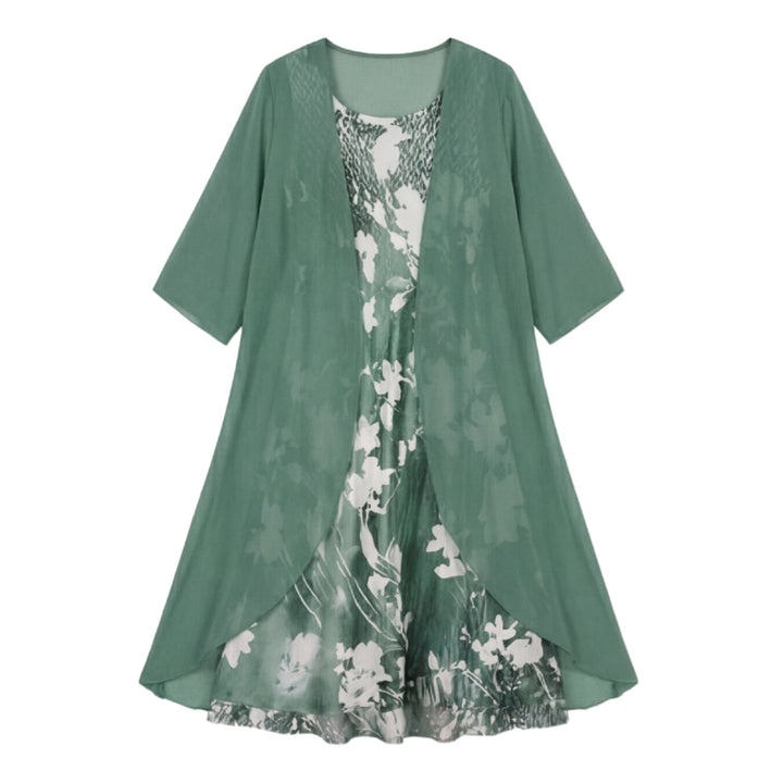 Floral Chiffon Two Piece Dress Set