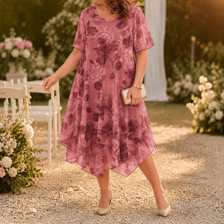 Layered Chiffon Floral Dress