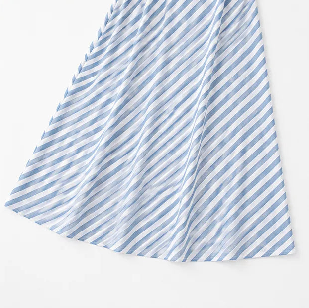 Striped Off Shoulder Maxi Dress with Puff Sleeves
