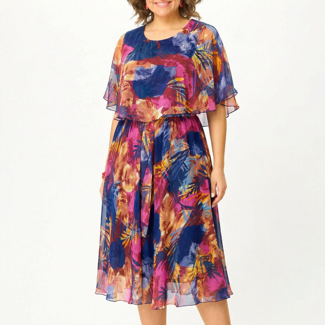 Flowy Lined Chiffon Midi Dress