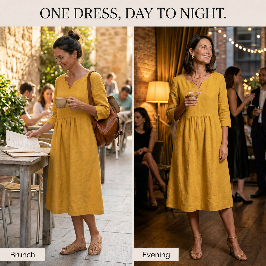 Relaxed V-Neck Midi Dress