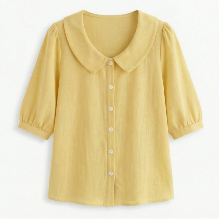Retro Peter Pan Collar Button Up Blouse
