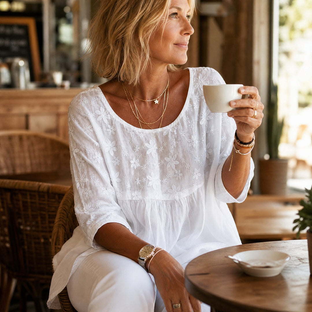 Embroidered Floral Peplum Blouse