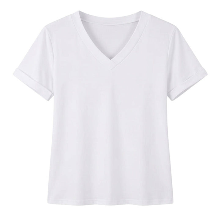 Soft V-Neck Tee with Rolled Cuffs