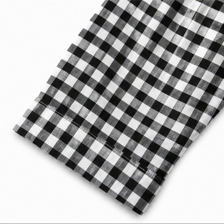 Gingham Button-Front Maxi Shirt Dress with Side Slits
