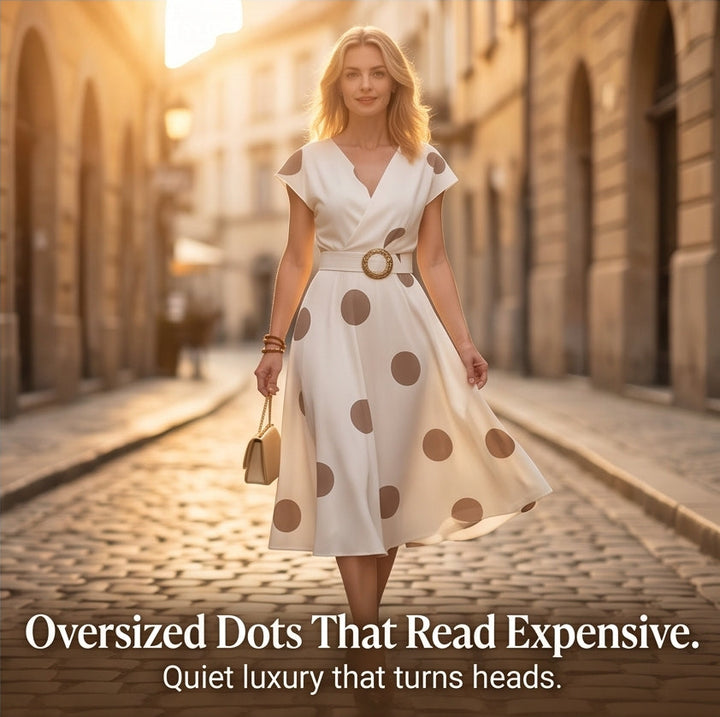 Belted Polka Dot Midi Dress