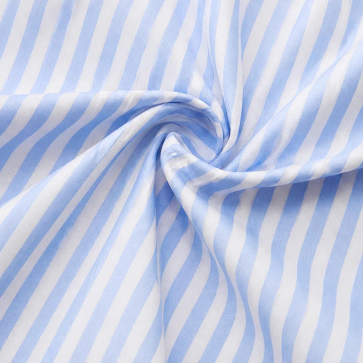 Striped V-Neck Tunic Dress with Pockets
