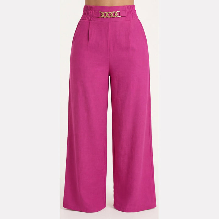 Gold Accent Wide Leg Trousers