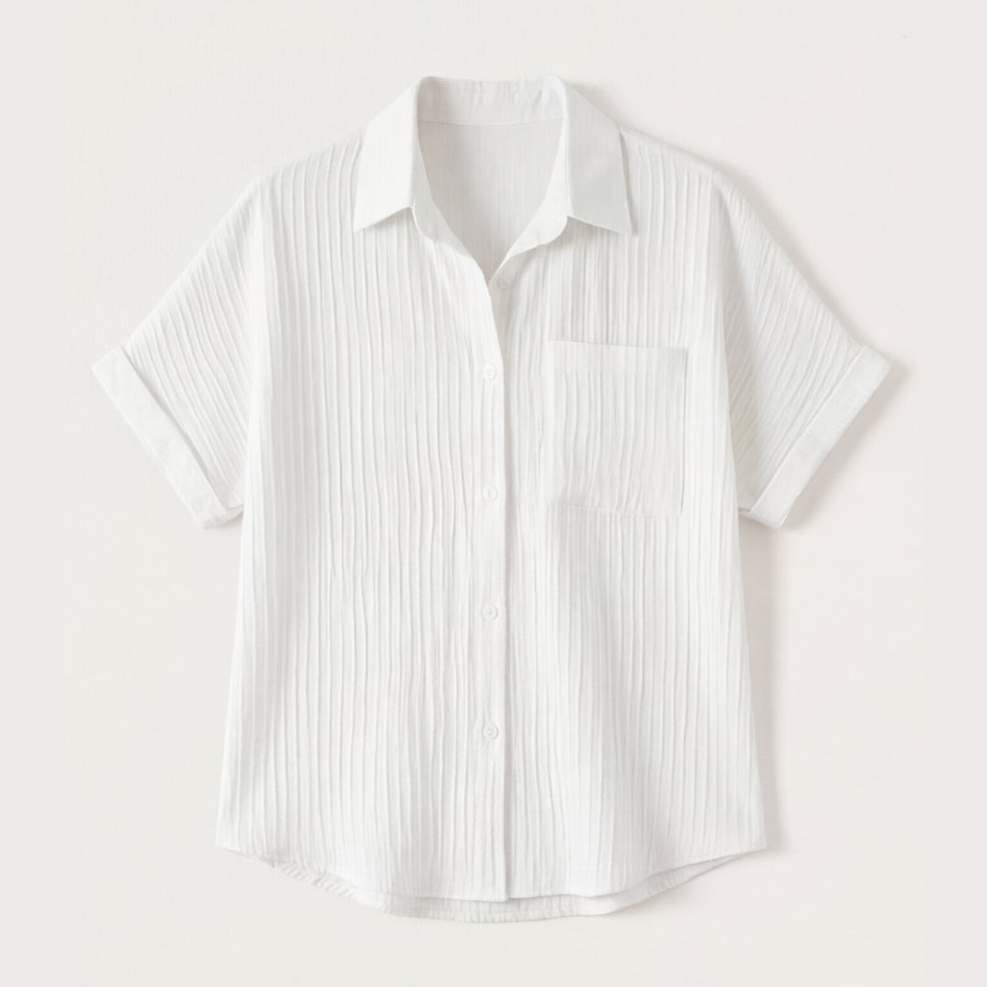 Textured Crinkle Button Down Blouse