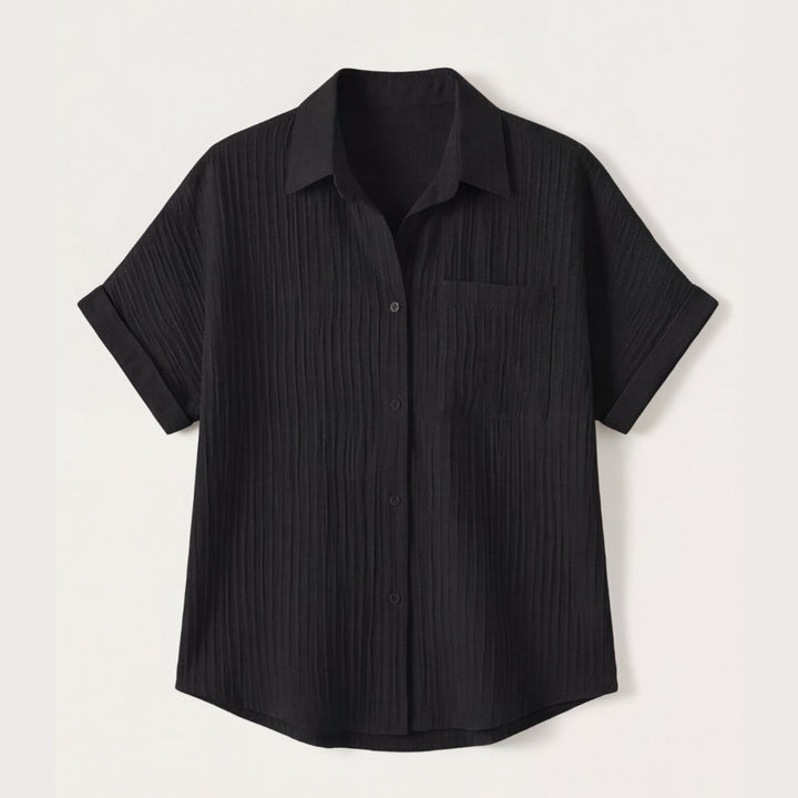 Textured Crinkle Button Down Blouse