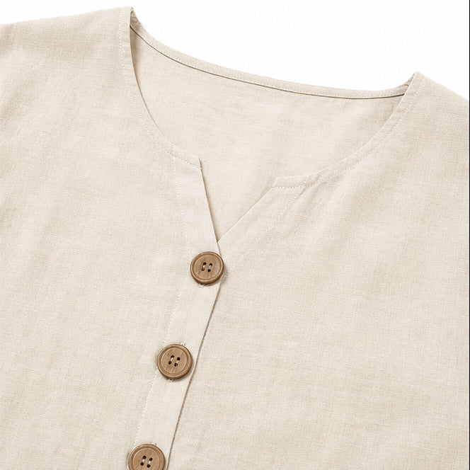 Linen-Look 2-Piece Set, Ruffle-Cuff Top &amp; Wide-Leg Trousers, Women&