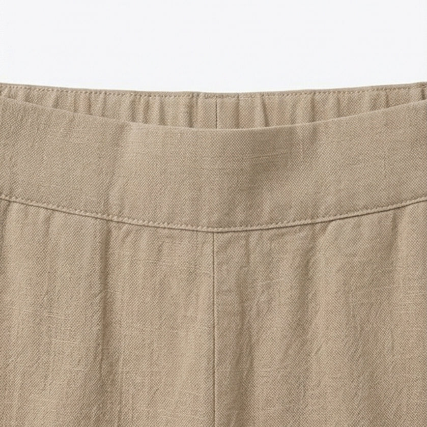 Asymmetric Linen Blend Cropped Pants