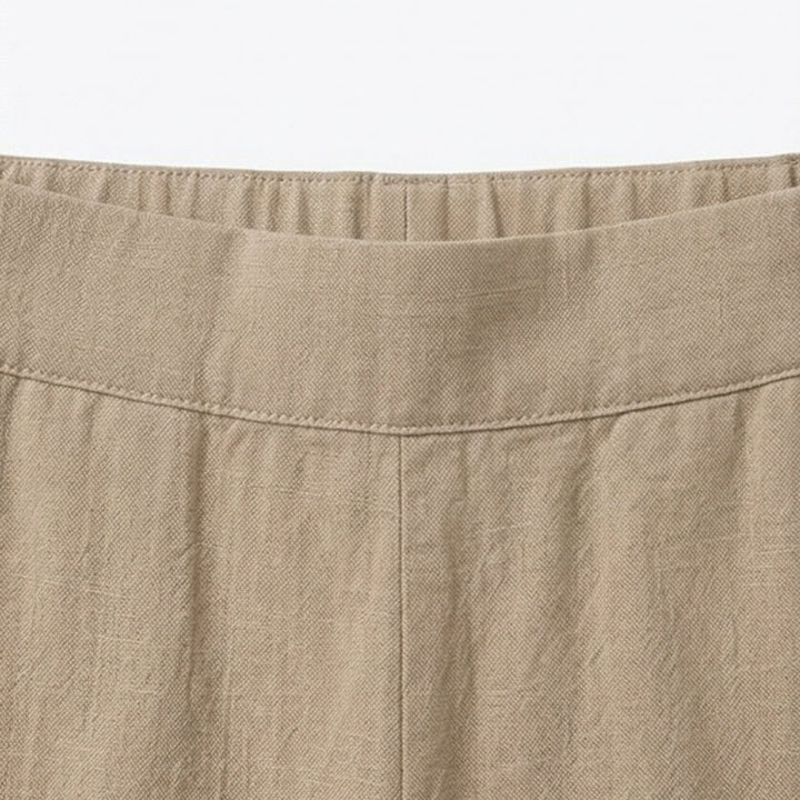 Asymmetric Linen Blend Cropped Pants