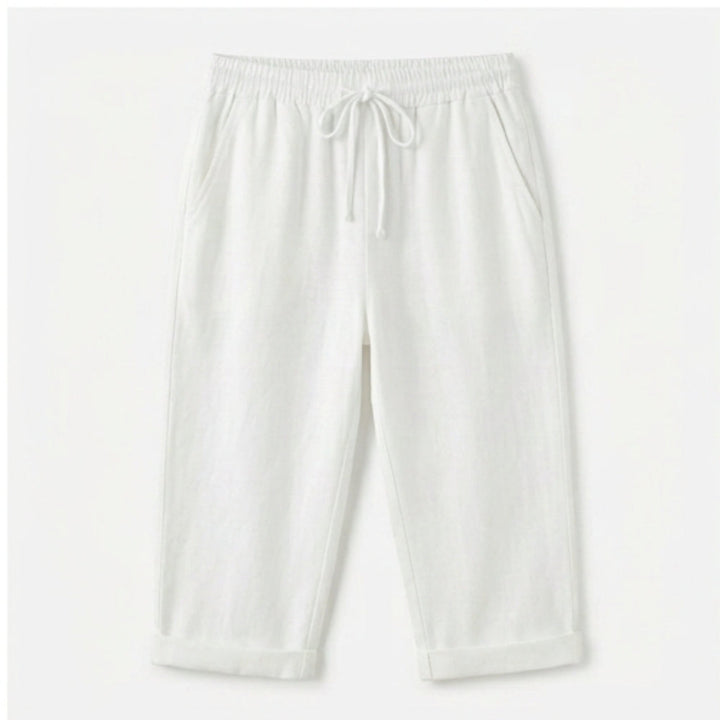 Cotton-Linen Drawstring Capri