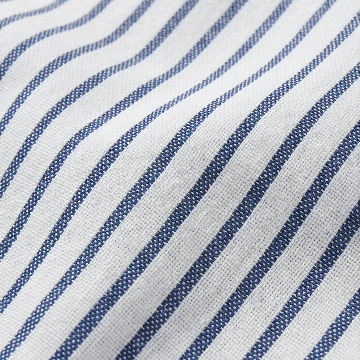 Striped Cotton Pants with Button Trim