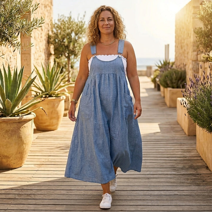 Relaxed Denim Suspender Dress with Pockets