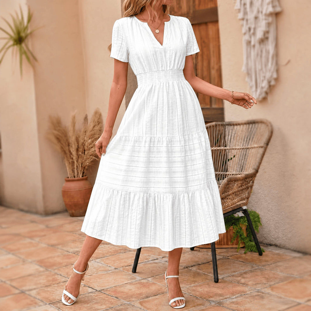 Flowing V Neck Summer Maxi Dress