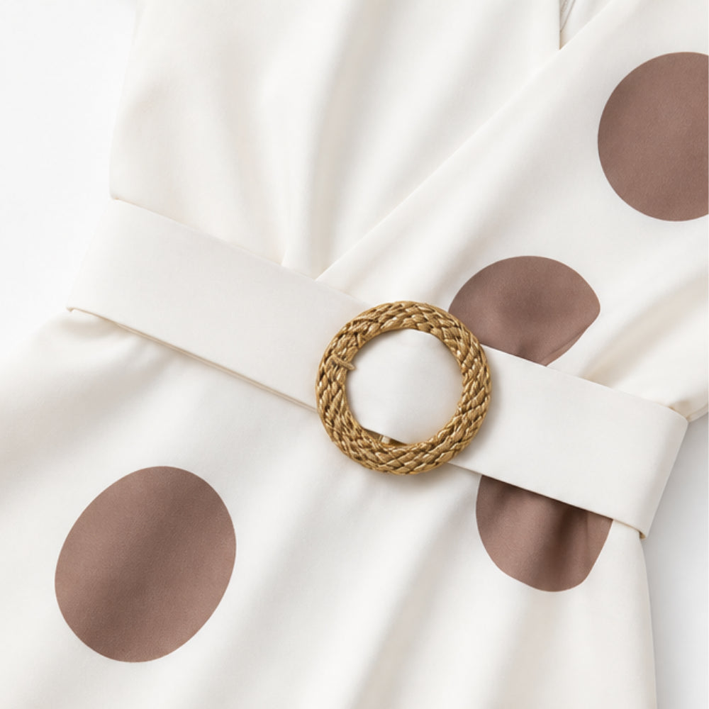 Belted Polka Dot Midi Dress