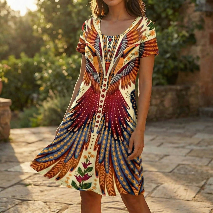 Bold Peacock Wingspan Summer Dress
