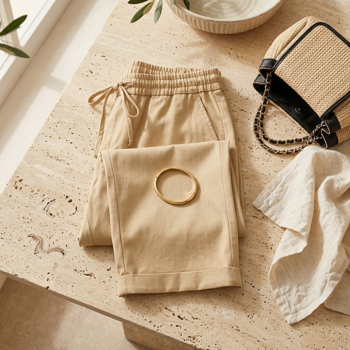 Cotton-Linen Drawstring Capri