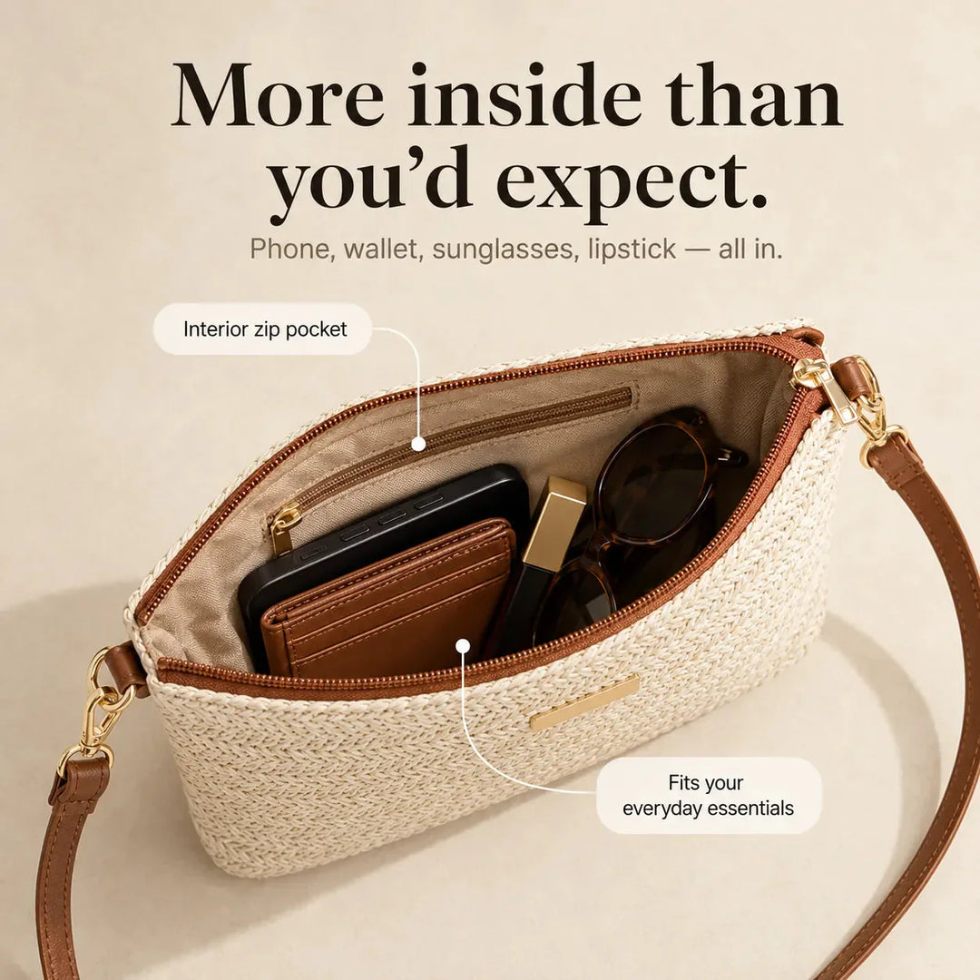 Woven Straw Crossbody Clutch Bag for Women