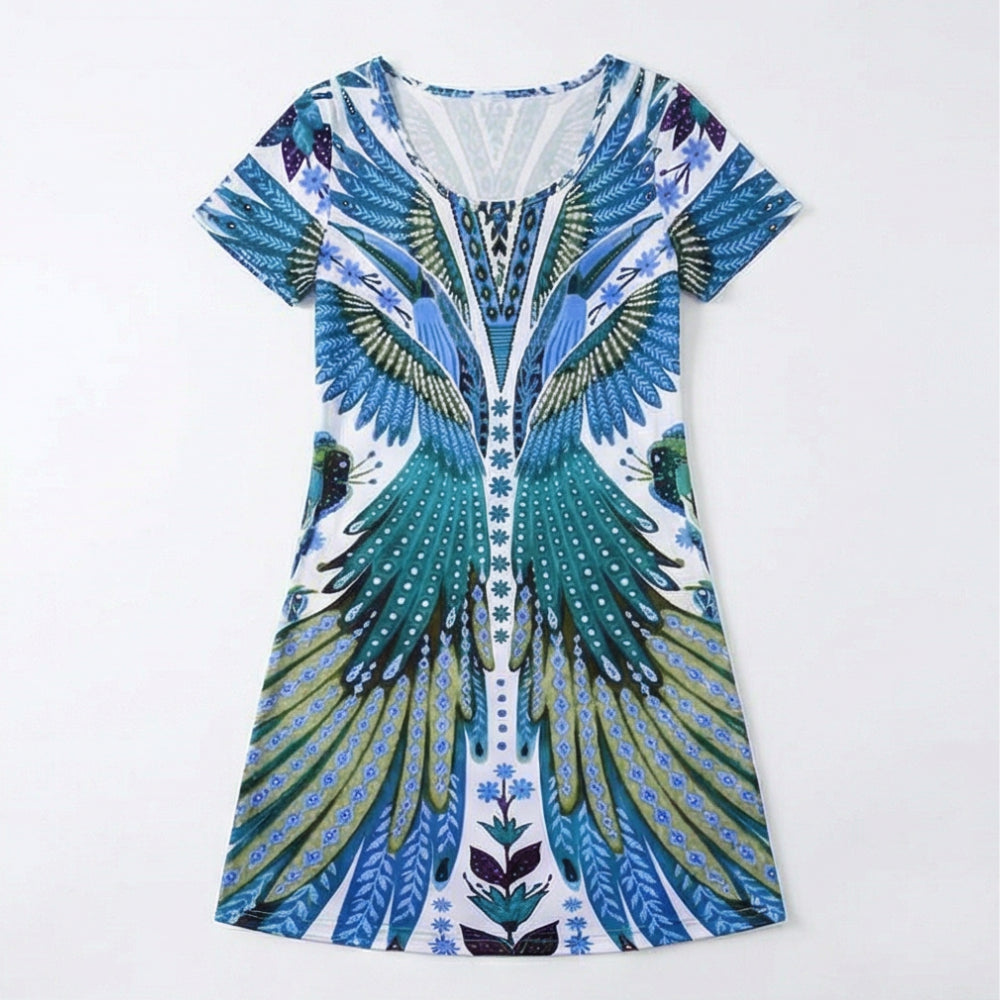 Bold Peacock Wingspan Summer Dress